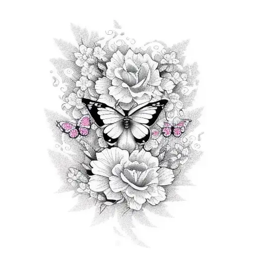 Delicate Floral Butterfly Silhouette