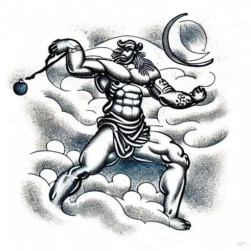 Statue Of Atlas Carrying The Turkish Moon And Star