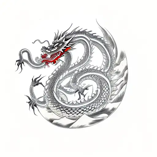 Chinese Dragon And Norse World Serpent Dance Eat Each Others Tail