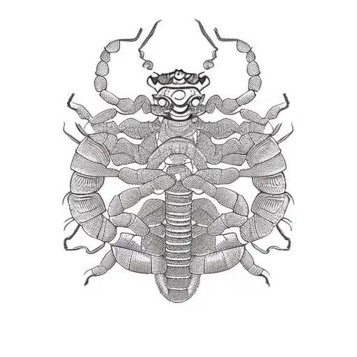 A Scorpion With Intricate Japanese-inspired Patterns And Symbols In A Realism Style