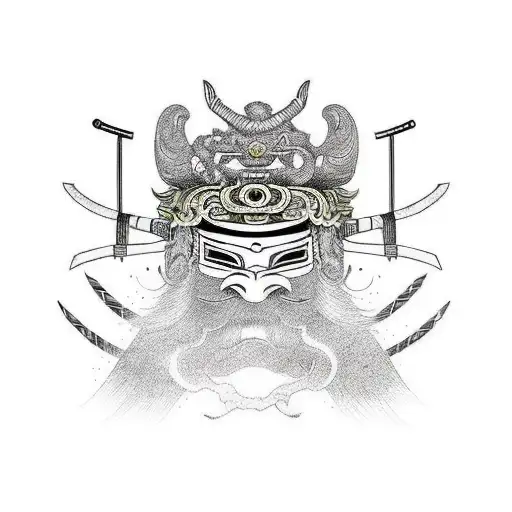 Katana Sword With Kistunu Mask