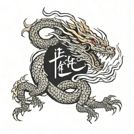 A Dragon Breathing Fire With Army Insignia