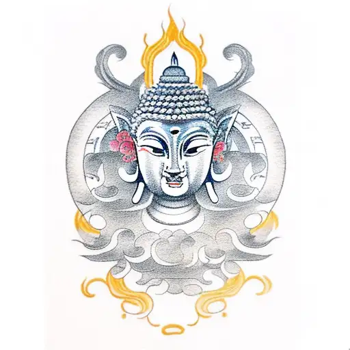 Buddha And Wolf At The Temple