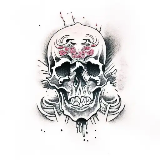 Skull With Melting Flesh