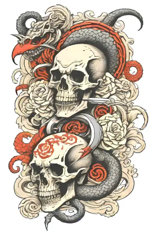 Dragon Skull Leg Sleeve With Sword Embedded