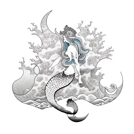 Mermaid Goddess Of The Phases Of The Moon