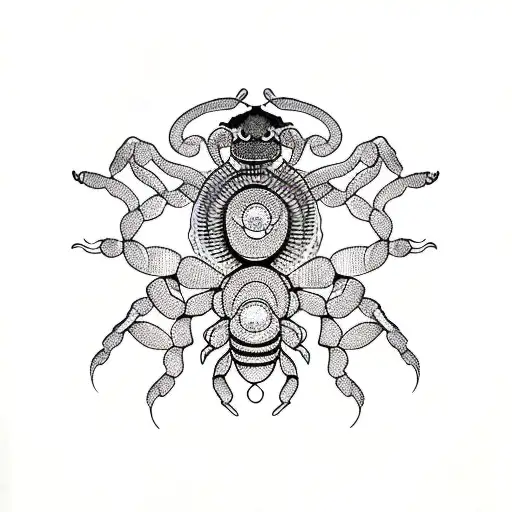 Scorpion With Lotus Flower And Feathers