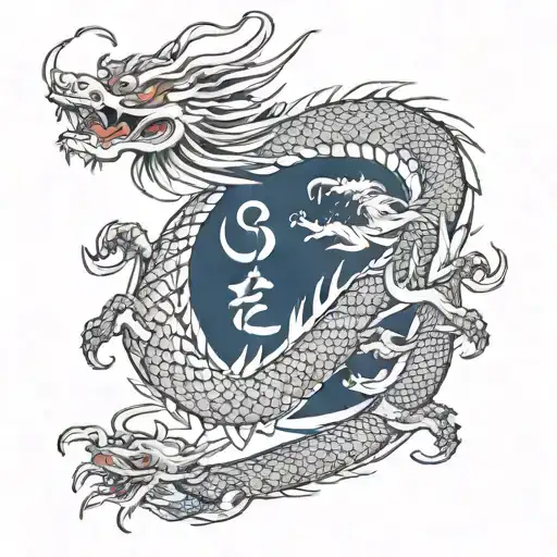 Japanese Dragon Intertwined