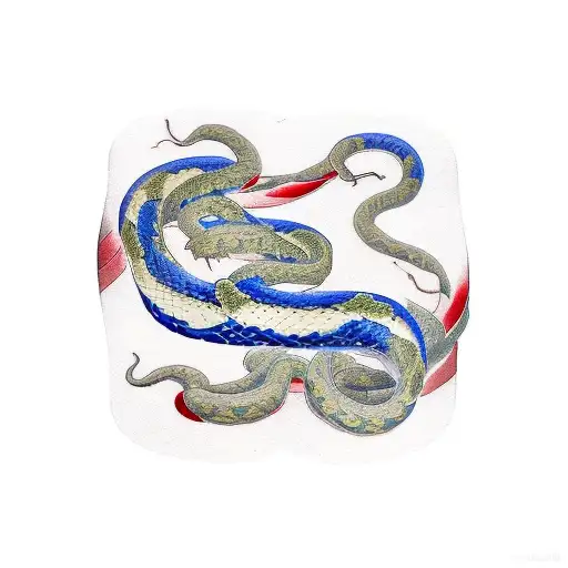 American Traditinal Tatoo Snake On A Vase
