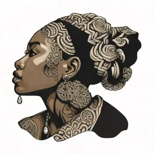 Portrait Of An African Woman With Intricate Money Patterns As Background
