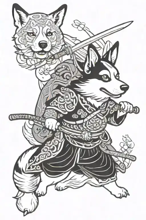 Corgi Samurai Warrior