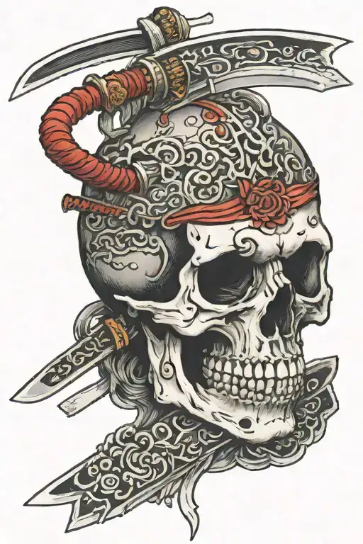 Katana Stabbed Through Skull