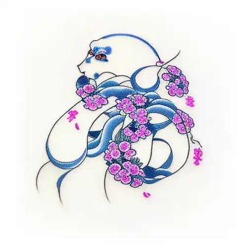 Breast Cancer Ribbon With Bluebell Flowers