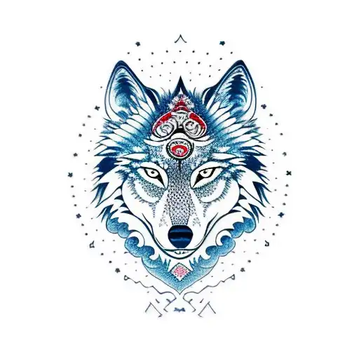 Body Wolf Starry With Torii Gate