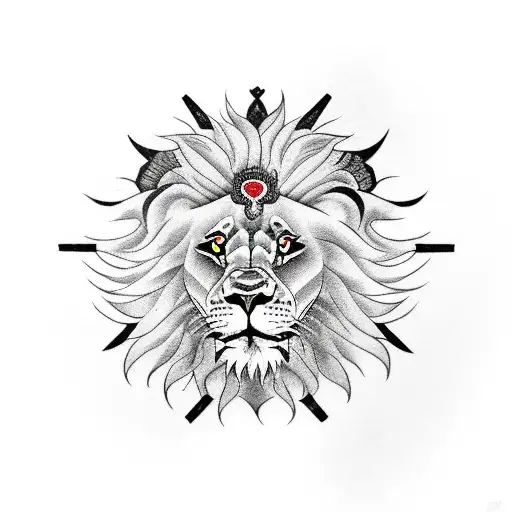 A Lion With Arrows Hitting Him