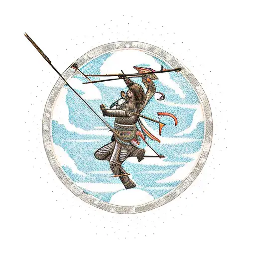 A Sagittarius Archer Shooting Arrow Constellations In A Nature-inspired Scene