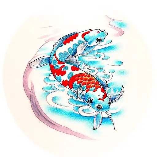 Koi Fish With Cherry Blossoms