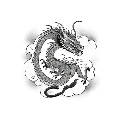 Dragon Wrapped Around A Women