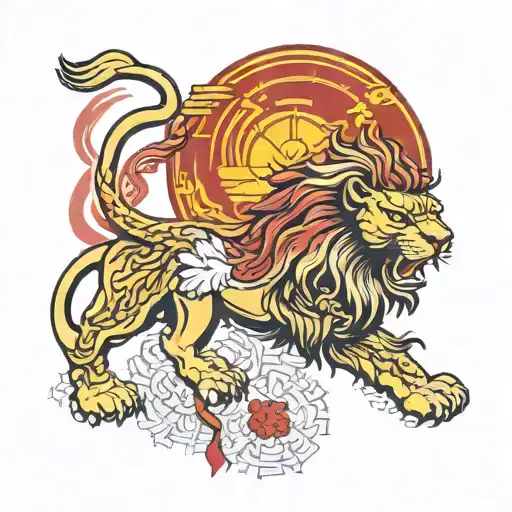 Macedonian Flag And Lion