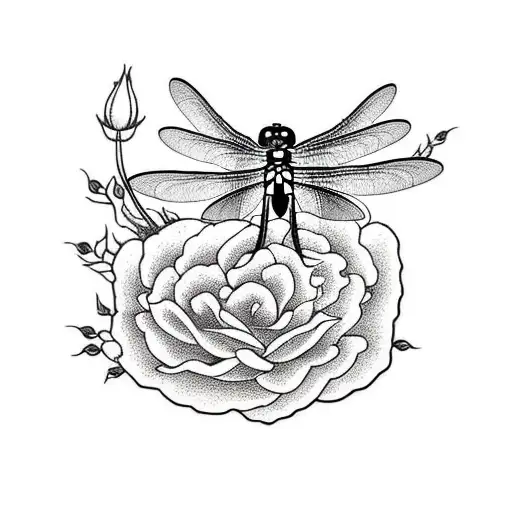 Dragonfly With Roses