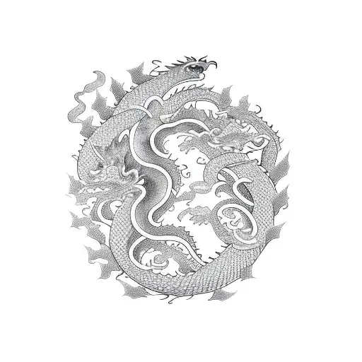 New Years Dragon Looping Around An Oak Tree With Leaves Falling