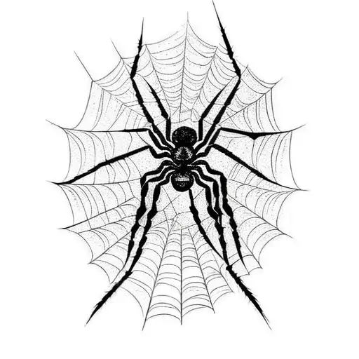 Spider Web Cybersigilism Style With Black Spider On Top
