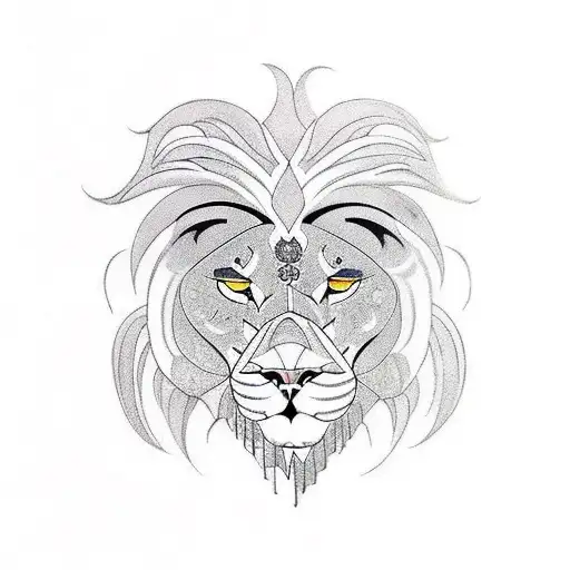 A Majestic Lion Surrounded By A Vibrant Japanese Art-inspired Background