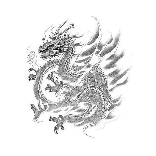 Full Color New Year's Dragon That Fades Away As You Get Closer To The Tail