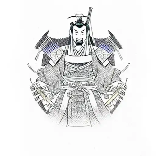 Samurai With A Cherry Tree In Background