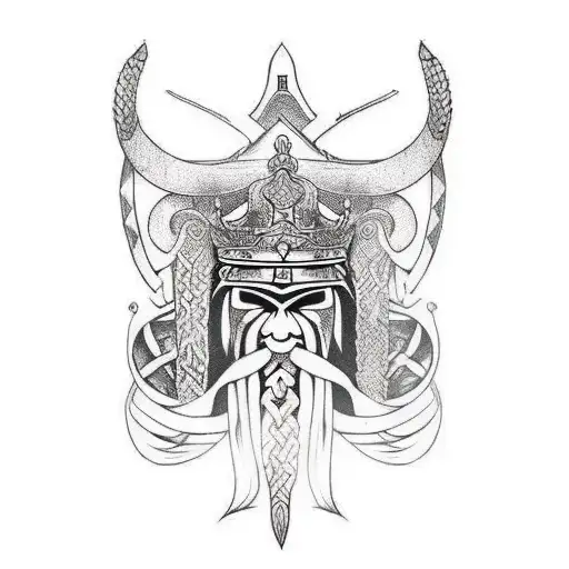 A King Viking Sword With Tribal Roots Sprawling To The Sides And Composed Of Viking Signs