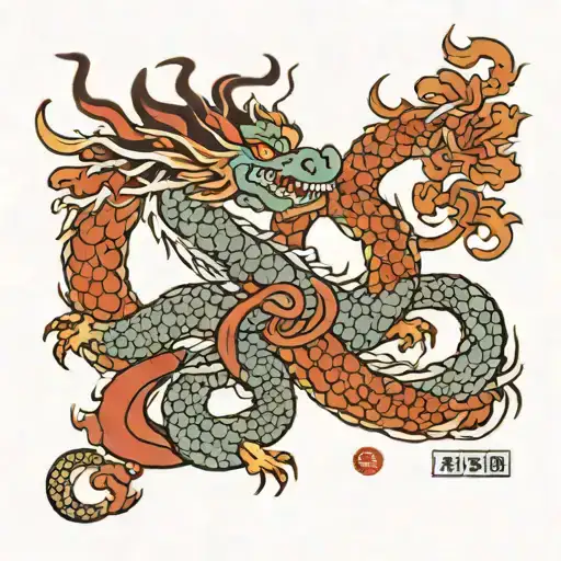 Dragon With Chinese Letter Through It