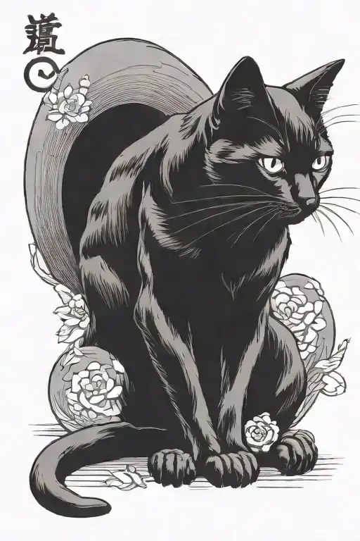 Black Cat Sitting Alone