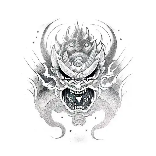 Oni Mask With A Dragon