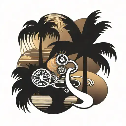 Incorporate A Stethoscope Into A Design With Palm Trees And A Sunset