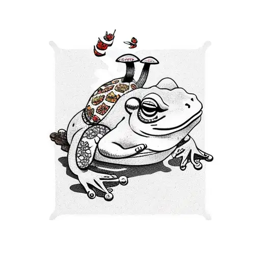 Sumo Frog Smoking On A Mushroom