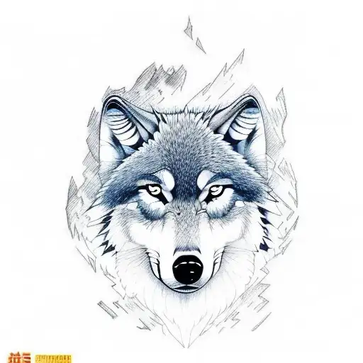 A Sketch-style Wolf With A Thunderbolt-shaped Scar On Its Chest