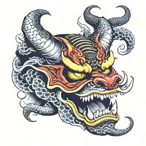 Hannya Mask With Dragon Wrapped