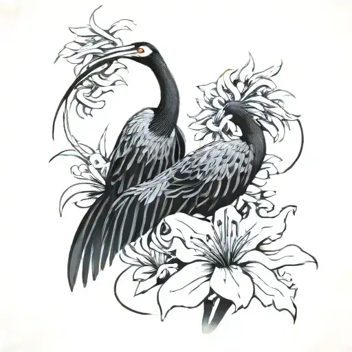 Crane And Spider Lily