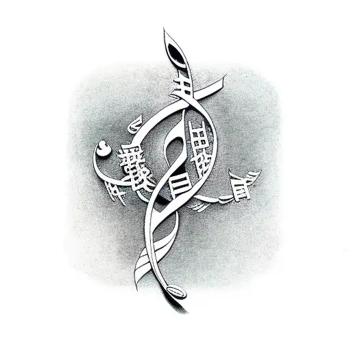 Musical Notes Intertwined With A Karate Black Belt