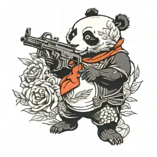Panda Holding Machine Gun