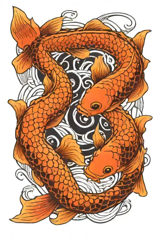 Two Koi Fish In The Shape Of Infinite Symbol Intertwined