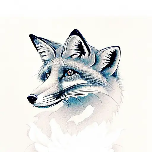 Fox With Peonies And Moths