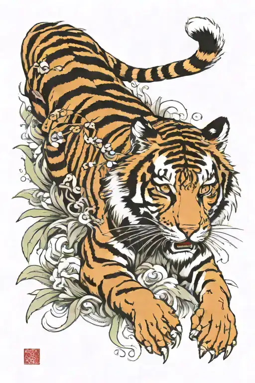 Tiger Going Down The Forearm