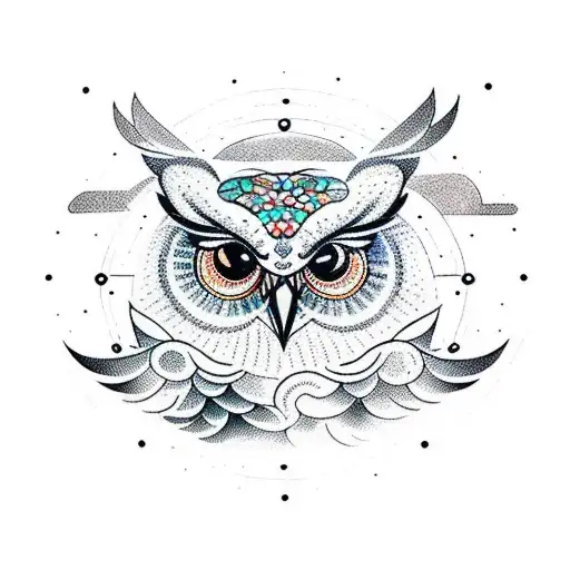 An Intricately Detailed Archery Target With Constellations Forming The Shape Of An Owl