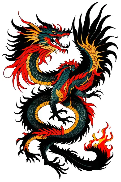 Ice Dragon And Fire Phoenix