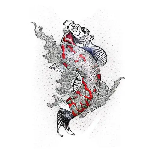 Forearm Half Sleev Koi Carp Wolf Red Teal Smoke