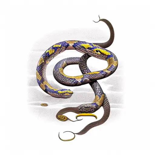 Bronze Snake Coiled On A Staff