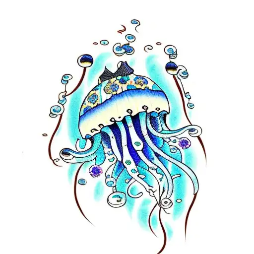 Jellyfish With Blue Patterns Of A Cat