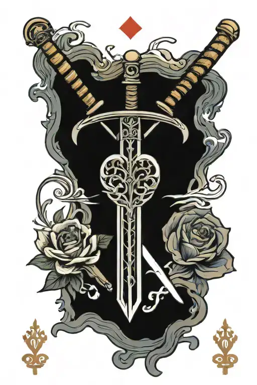 Sword Through Heart Tarot Card