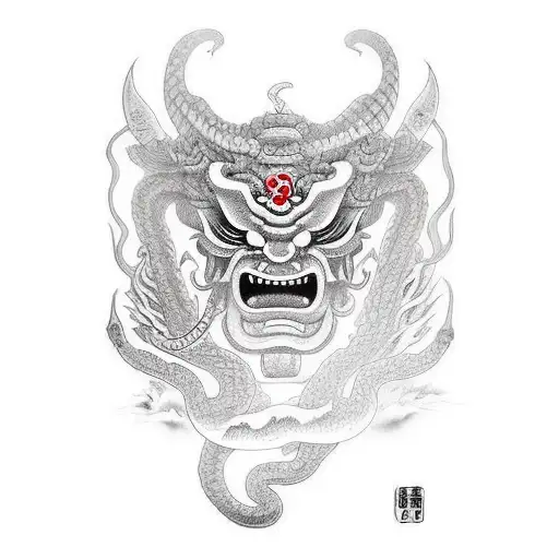 Oni Mask With A Snake